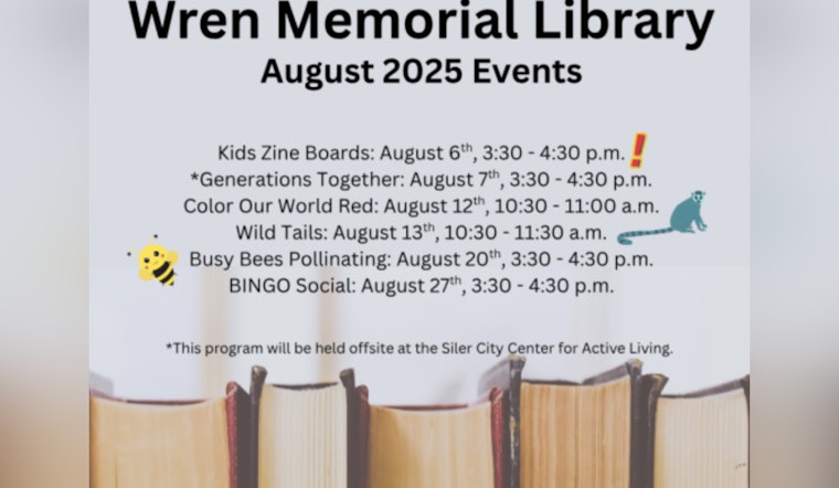 Chatham County’s Wren Memorial Library Unveils August Calendar Packed with Family-Friendly Community Events