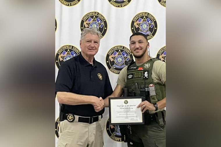Chesterfield County's Deputy of the Quarter, Recognizing Justin Strong's Exemplary Action in Pageland Shooting Response