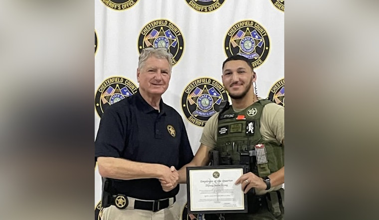 Chesterfield County's Deputy of the Quarter, Recognizing Justin Strong's Exemplary Action in Pageland Shooting Response