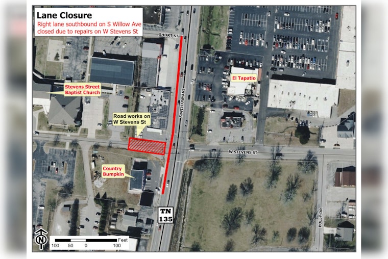 Cookeville Commuters Alert as South Willow Ave Lane Closes for Stevens Street Improvement Project