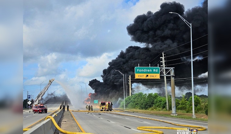 Driver Perishes as Tanker Truck Ignites on Highway 90 in Southwest Houston, Firefighter Hospitalized