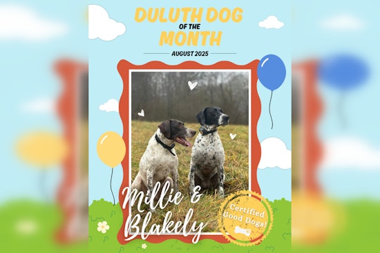 Duluth's Canine Companions Millie and Blakely Honored as August's Dogs of the Month for Eco-Friendly Efforts