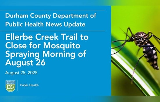 Durham County Health Officials Schedule Mosquito Control Spraying on Ellerbe Creek Trail to Fight West Nile Virus