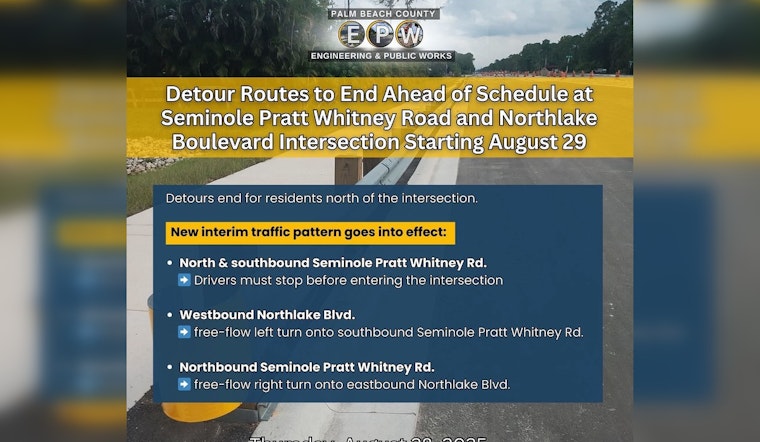 Early Reopening of Seminole Pratt Whitney Road and Northlake Boulevard Intersection Delights Local Drivers