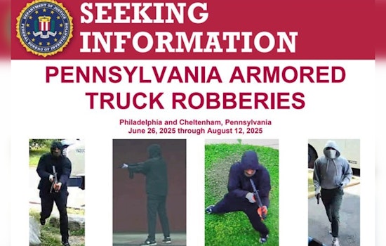 FBI Escalates Hunt for Suspects in Philadelphia and Cheltenham Armored Truck Heists with $10,000 Reward