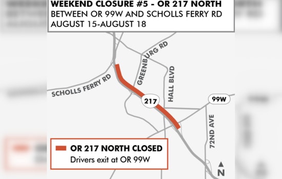 Final Weekend Closure of OR 217 Northbound Announced for Paving Work in Oregon