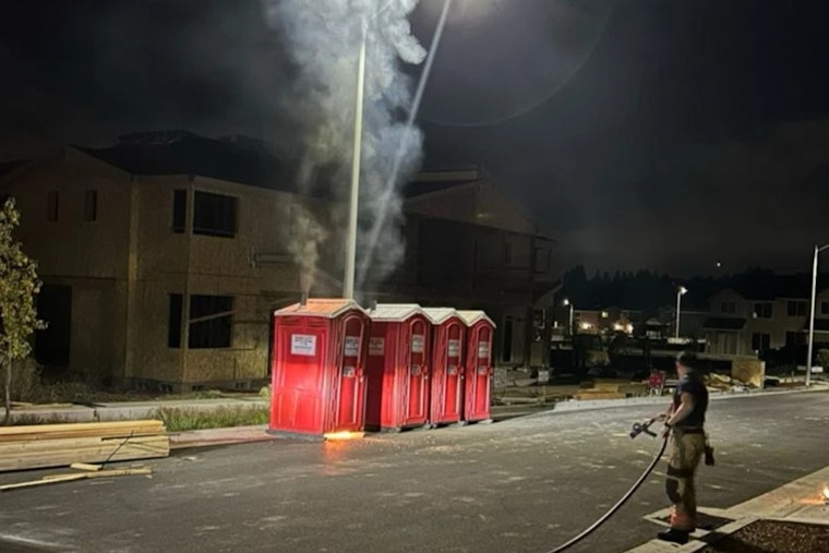 Firework Sparks Flames in Gresham Porta-Potty, Mistaken for Gunfire by Locals
