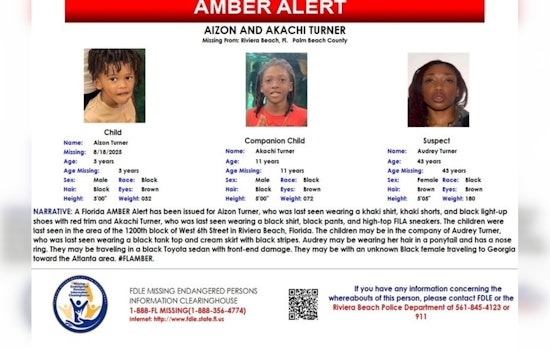 Florida Authorities Launch Urgent Search for Kidnapped Siblings from Palm Beach County, Amber Alert Issued