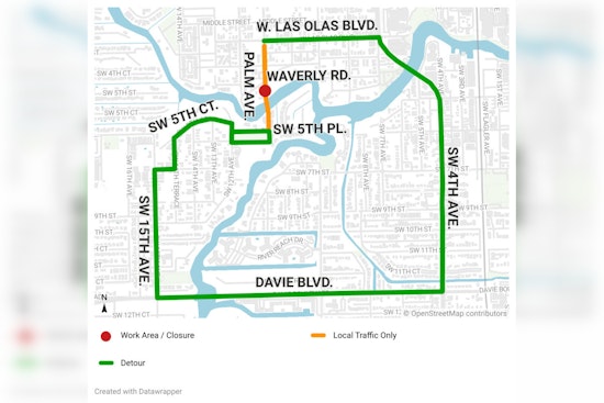 Fort Lauderdale Announces Overnight Water Meter Installation on Palm Avenue, Expect Detours and Traffic Rerouting