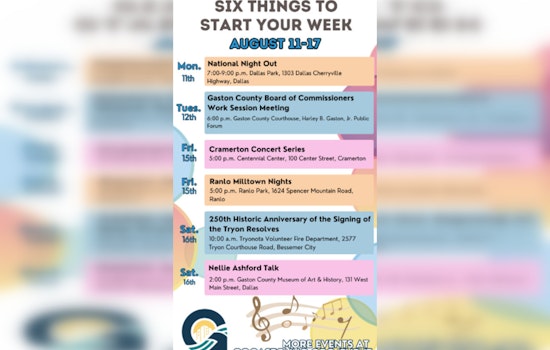 Gaston County Hosts National Night Out, Invites Public to Civic Events and Concerts in Week of Community Engagement