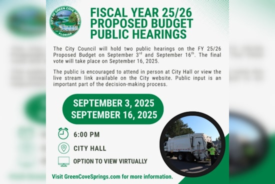 Green Cove Springs City Council Invites Public Input on 2025/26 Budget in Upcoming Session