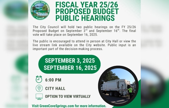 Green Cove Springs City Council Invites Public Input on 2025/26 Budget in Upcoming Session