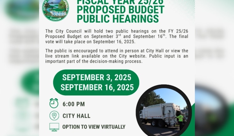 Green Cove Springs City Council Invites Public Input on 2025/26 Budget in Upcoming Session