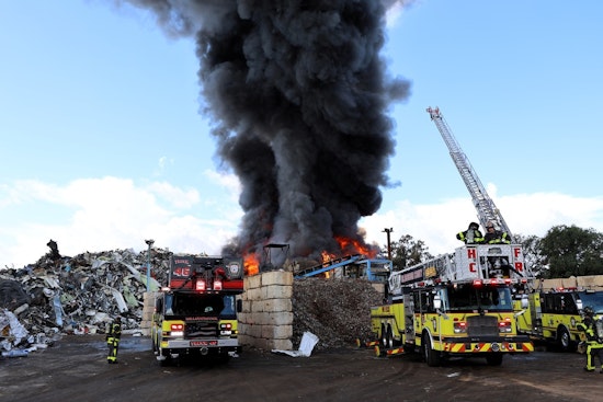 Hillsborough Firefighters Battle Intense 3-Alarm Scrapyard Blaze in Tampa Amid Lightning Threats