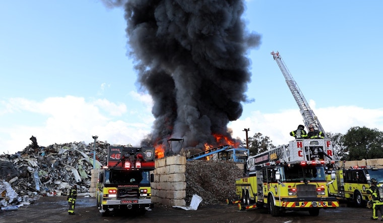 Hillsborough Firefighters Battle Intense 3-Alarm Scrapyard Blaze in Tampa Amid Lightning Threats