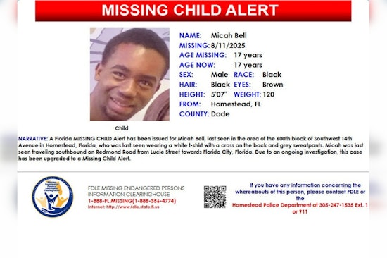 Homestead Police and Community Search for Missing Teen with Cognitive Issues, Public Urged to Help Find Micah Bell