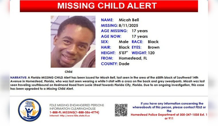 Homestead Police and Community Search for Missing Teen with Cognitive Issues, Public Urged to Help Find Micah Bell
