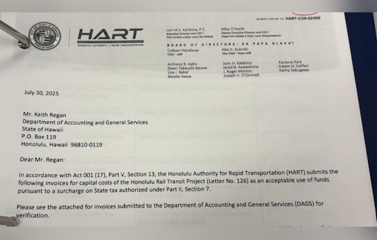 Honolulu's HART Invoices Under Scrutiny as DAGS Withholds Funds for Non-Compliant Costs to Safeguard Taxpayer Dollars