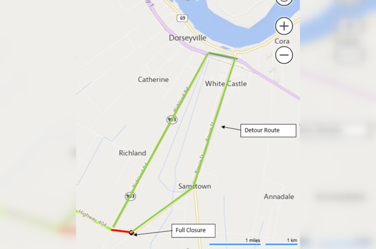 Iberville Parish Alert, Full Closure of LA 404 for Bridge Construction Until 2026