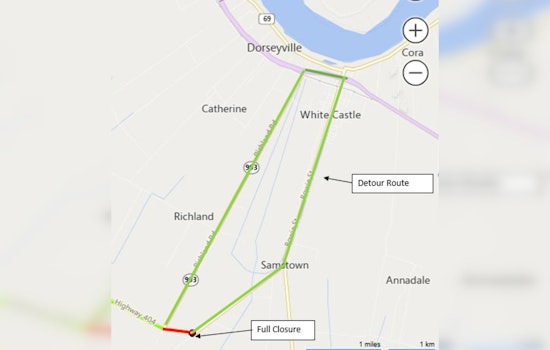 Iberville Parish Alert, Full Closure of LA 404 for Bridge Construction Until 2026