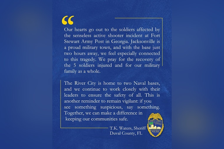 Jacksonville Sheriff Expresses Sympathy for Victims of Fort Stewart Shooting, Urges Community Vigilance