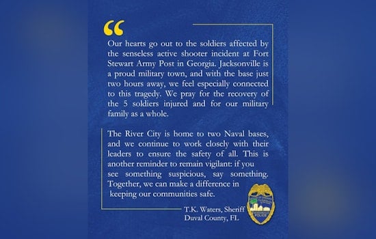Jacksonville Sheriff Expresses Sympathy for Victims of Fort Stewart Shooting, Urges Community Vigilance