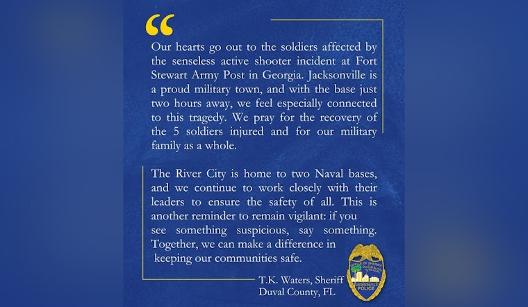Jacksonville Sheriff Expresses Sympathy for Victims of Fort Stewart Shooting, Urges Community Vigilance