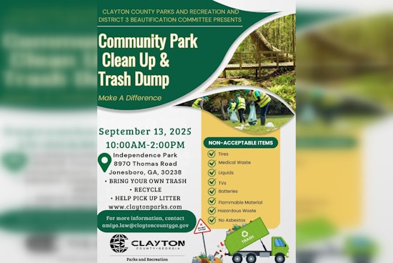 Join Clayton County's Community Park Clean Up Effort in Jonesboro on September 13