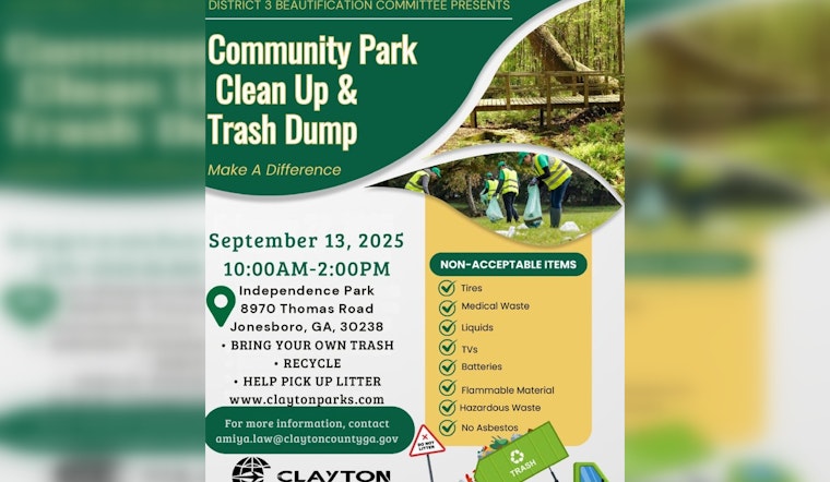 Join Clayton County's Community Park Clean Up Effort in Jonesboro on September 13