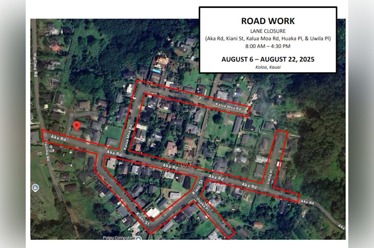 Kōloa Commuters Alerted to Upcoming Road Closures for Repaving from Aug 6-22