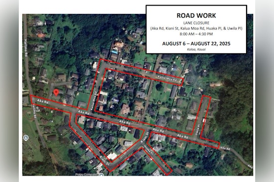 Kōloa Commuters Alerted to Upcoming Road Closures for Repaving from Aug 6-22