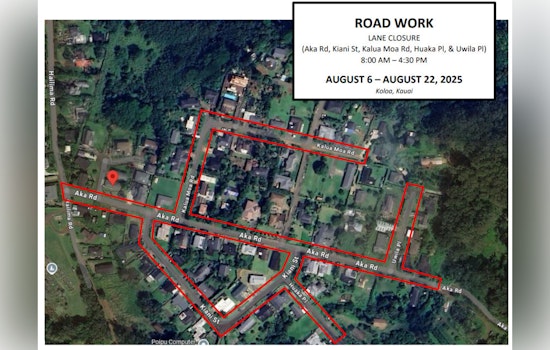 Kōloa Commuters Alerted to Upcoming Road Closures for Repaving from Aug 6-22