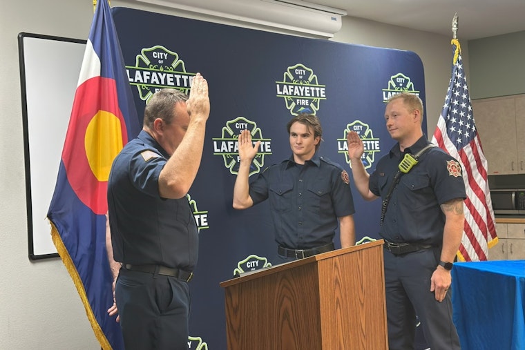 Lafayette Fire Department Welcomes New Firefighters Strizki and Swanson at Badge Ceremony