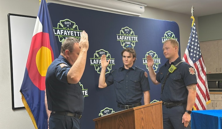 Lafayette Fire Department Welcomes New Firefighters Strizki and Swanson at Badge Ceremony