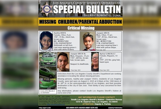 Los Angeles County Sheriff Seeks Public's Help to Find Children Suspected Abducted in South Los Angeles