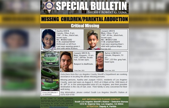 Los Angeles County Sheriff Seeks Public's Help to Find Children Suspected Abducted in South Los Angeles