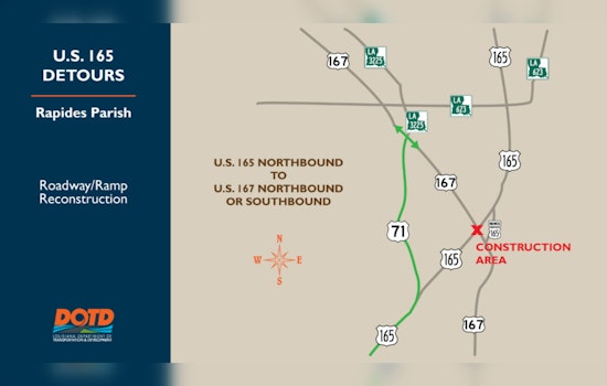 Major Road Closures Announced for US 165 and US 167 Interchange in Pineville
