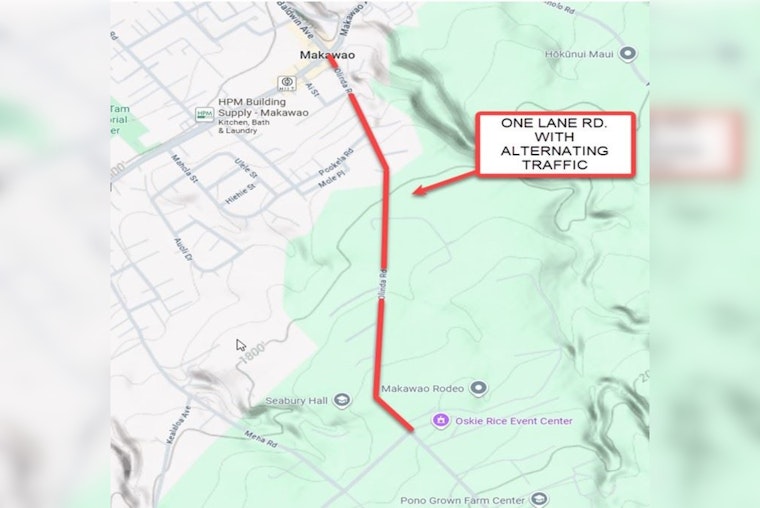 Makawao Traffic Alert, Pavement Preservation Work on Olinda Road May Cause Delays from Sept 3-19