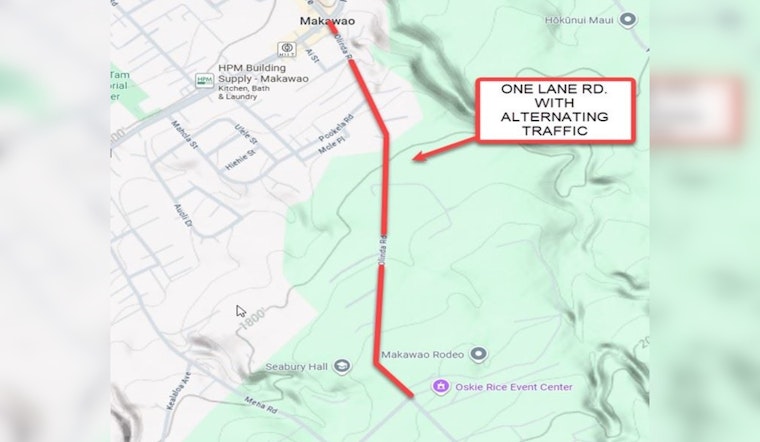 Makawao Traffic Alert, Pavement Preservation Work on Olinda Road May Cause Delays from Sept 3-19