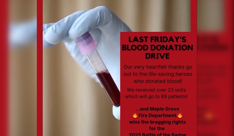 Maple Grove Fire Department Triumphs in ‘Battle of the Badges’ Blood Drive, Boosting Local Blood Supply
