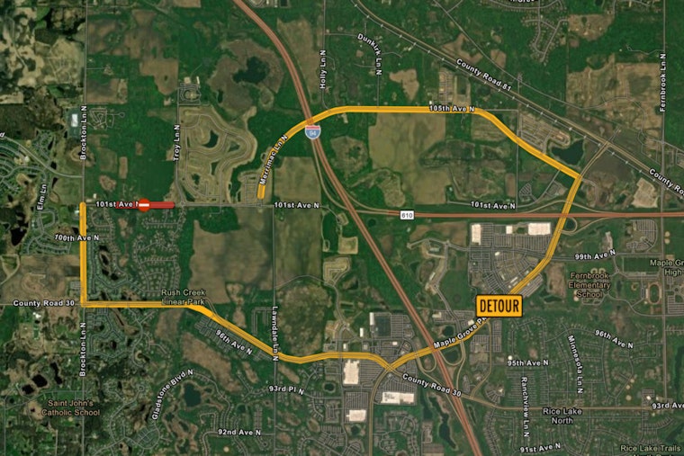 Maple Grove's 101st Avenue to Close for School Construction, Detours in Place