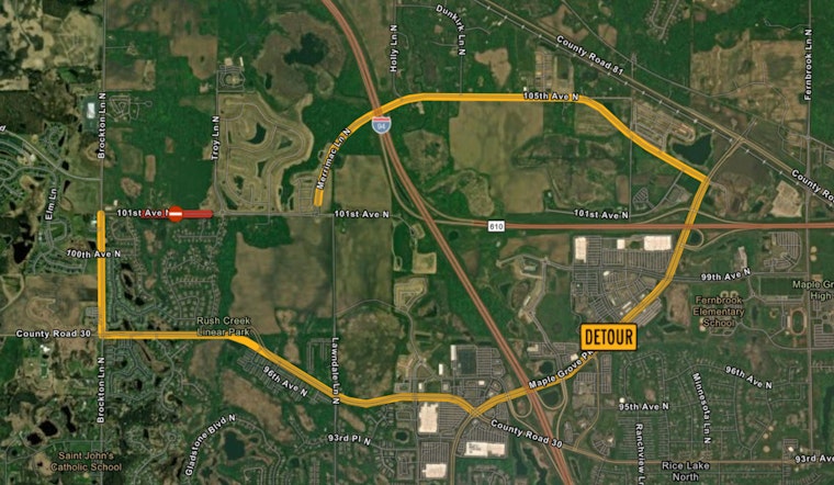 Maple Grove's 101st Avenue to Close for School Construction, Detours in Place