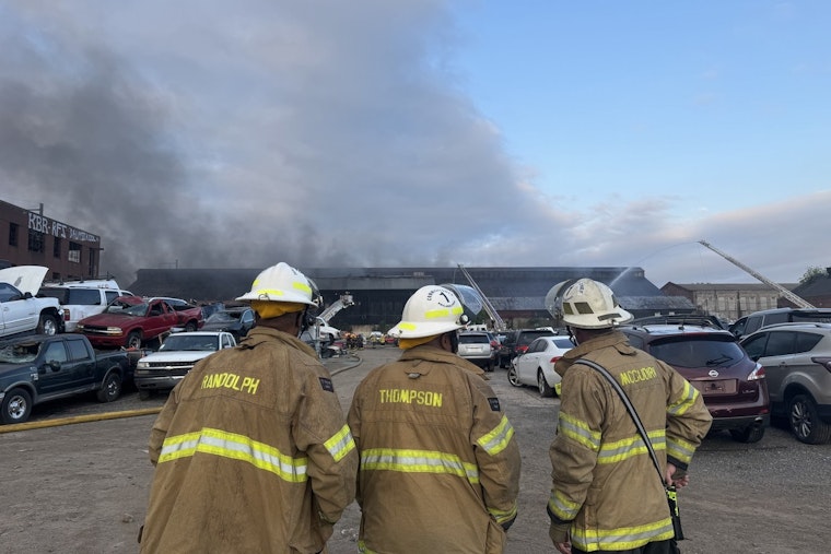 Massive Five-Alarm Warehouse Fire in Philadelphia's Tacony Area Under