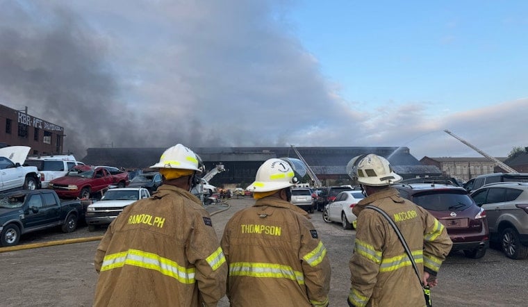 Massive Five-Alarm Warehouse Fire in Philadelphia's Tacony Area Under