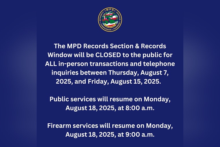 Maui Police Department Announces Temporary Records Section Closure from August 7-15, Advises Alternative Contact Methods