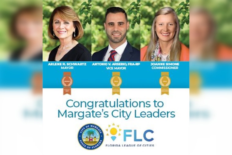 Mayor and Commissioners of Margate Honored with Florida League of Cities Certificates for Excellence in Public Service