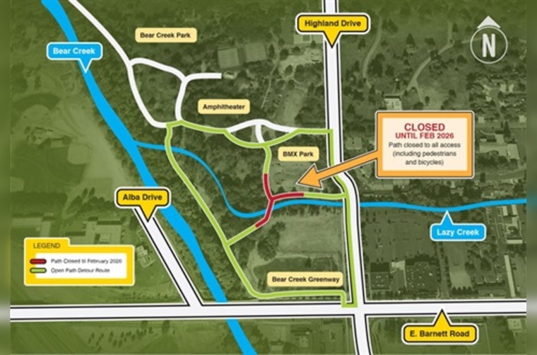 Medford's Lazy Creek Path Undergoes Eco-Improvement; Detours in Place Amid Construction