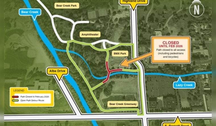 Medford's Lazy Creek Path Undergoes Eco-Improvement; Detours in Place Amid Construction