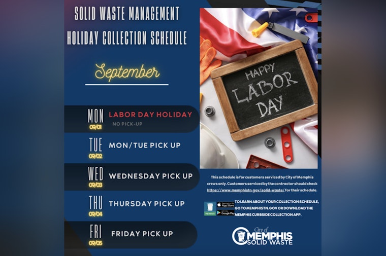 Memphis Labor Day Notice Says Waste Collection Schedule Shifts to Honor Workers