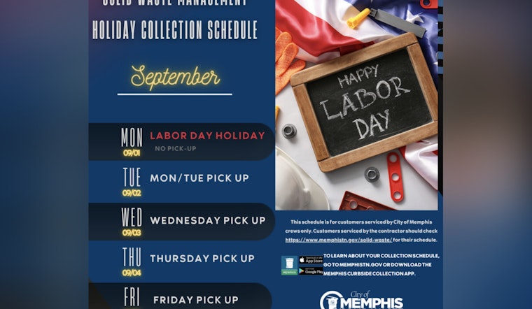 Memphis Labor Day Notice Says Waste Collection Schedule Shifts to Honor Workers
